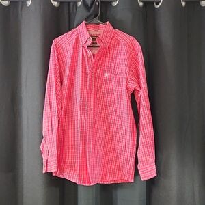 Ariat Men's Pink Plaid Button Down Shirt